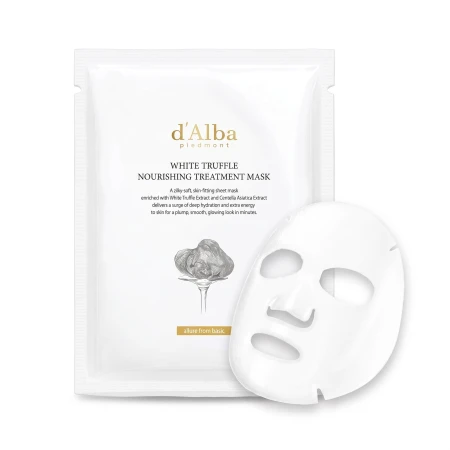 d'Alba White Truffle Nourishing Treatment Mask 25ml - opaskowanie i wyprofilowana maseczka w płachcie z białą truflą i wąkrotką azjatycką